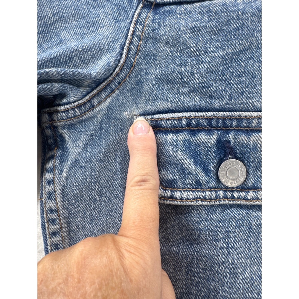 Vintage 90s Guess USA American Tradition Denim Jean Jacket Women Large USA Made - Picture 5 of 9